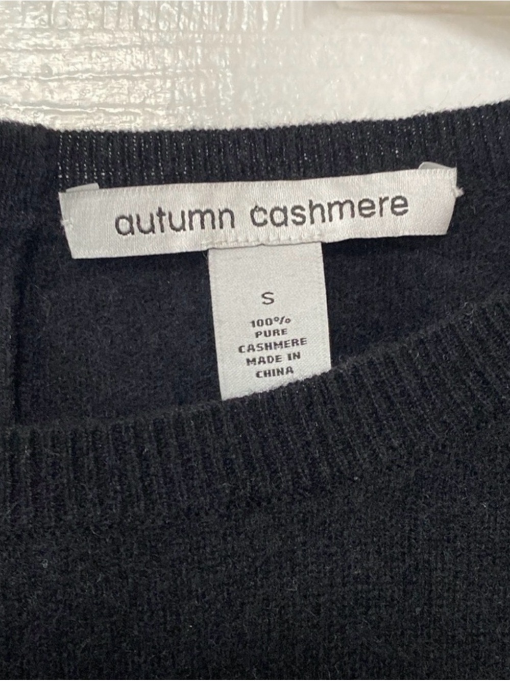 Autumn Cashmere Black Crewneck Cashmere Sweater with Back Zip - Picture 4 of 5